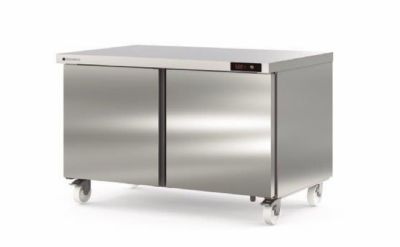 Meuble inox mobile froid positif haut rendement avec 2 portes pleines - 1532x805x915 mm