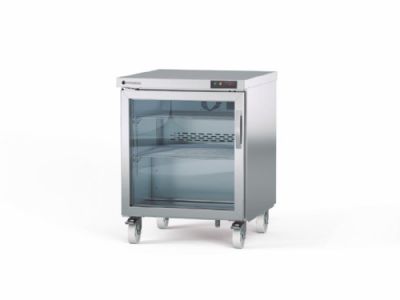 Meuble inox mobile froid positif haut rendement avec 1 porte vitre - 701x805x915 mm