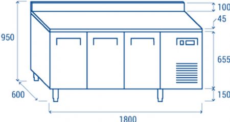 Table rfrigre ngative -22 / -18 325X410 3 portes dosseret inox 358L - 1800x600x950 mm