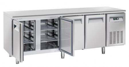 Table rfrigre ngative -22 / -18 325X410 4 portes inox 485L - 2250x600x850 mm