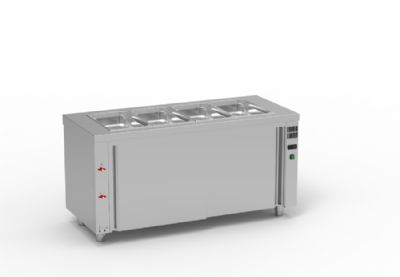 Meuble self enfant inox bain-marie  eau 3 GN 1/1-200 avec rserve neutre - 1200x700x850 mm