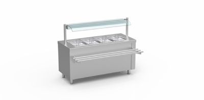 Meuble self enfant inox bain-marie  eau 3 GN 1/1-200 avec rserve chaude - 1200x700x850 mm