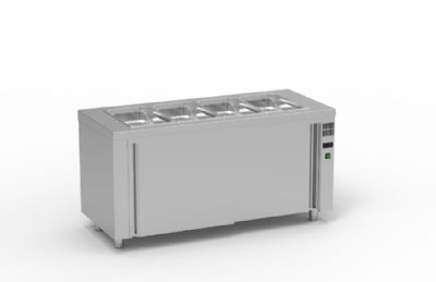 Meuble self enfant inox bain-marie sec 4 GN 1/1-150 avec rserve neutre - 1600x700x850 mm