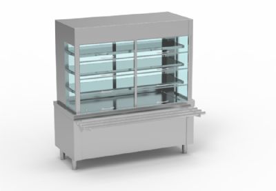 Meuble rfrigr self enfant inox base plaque froide avec vitrine 3 niveaux sans rserve - 1600x700x1725 mm