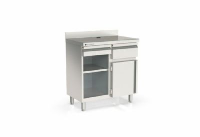 Meuble neutre inox adapt pour machine  caf avec 1 tiroir - 990x600x1040 mm