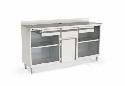 Meuble neutre inox adapt pour machine  caf avec 2 tiroirs - 2020x600x1040 mm