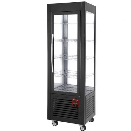 Vitrine panoramique, 5 grilles, 360 LT, Noire 600x630x1850 mm