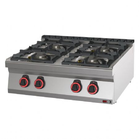 Cuisinire de restauration  gaz 4 feux 2x4,5kW + 2x7,5kW  poser