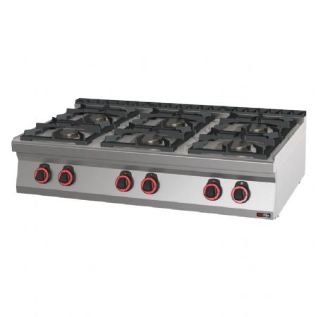 Fourneau pour cuisines professionnelles  gaz 6 feux 4x6kW + 2x3,5kW ECO  poser