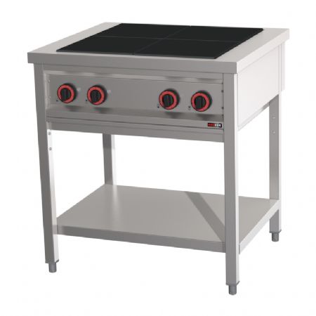 Cuisinire de restauration professionnelle 4 feux avec soubassement