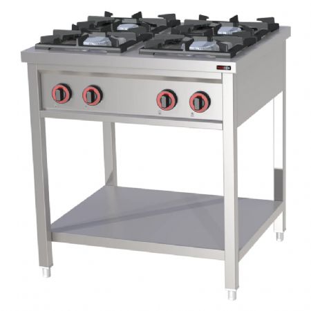 Cuisinire de restauration professionnelle  gaz 4 feux avec soubassement