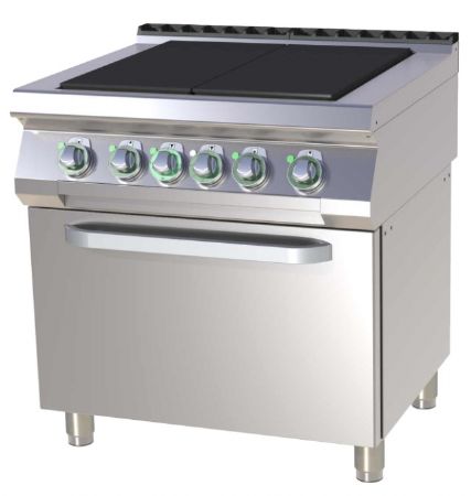 Cuisinire de restauration professionnelle lectrique 4 feux 2,5kW chacun sur four statique GN2/1