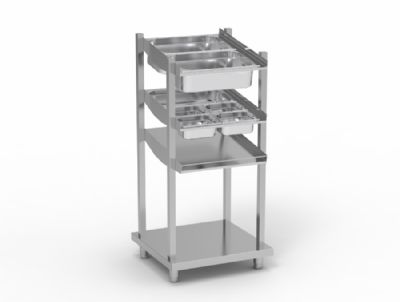 Distributeur self-service inox sur pied avec tagre 4 emplacements - 720x700x1530 mm