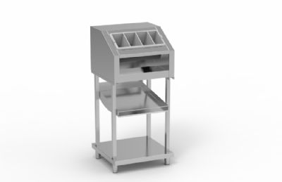 Distributeur self-service inox sur pied avec tagre pour pains couverts verres et plateaux - 720x700x1550 mm