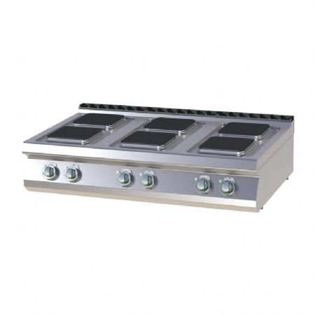 Cuisinire de restauration lectrique pro  poser 6 feux carrs 2,6kW chacun