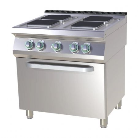 Cuisinire de restauration professionnelle lectrique 4 plaques carres sur four  air GN1/1