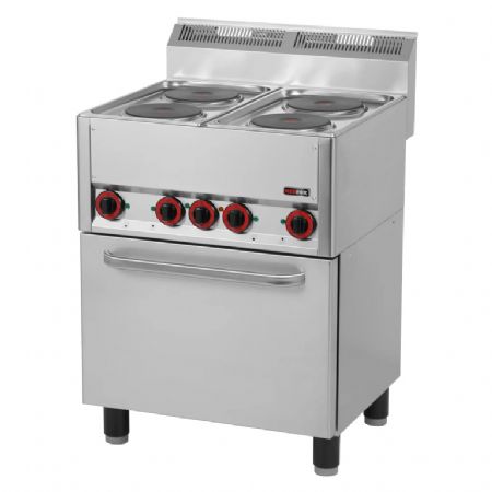 Cuisinire de restauration 4 feux Triphas sur four  air GN 1/1