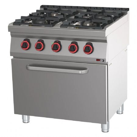 Cuisinire de restauration 4 feux 3x7,5kW + 4,5kW sur four  air lectrique GN 1/1