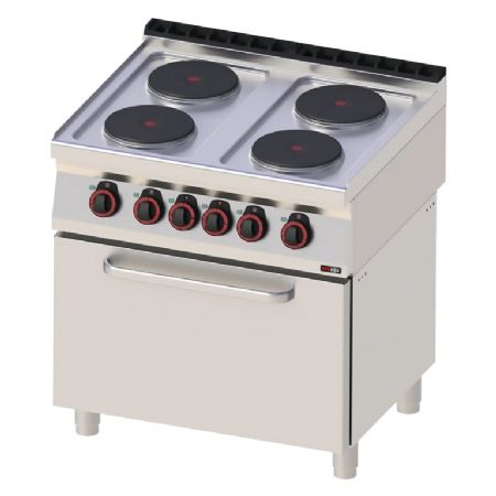 Cuisinire de restauration 4 feux 2,6kW Triphase sur four statique GN 2/1