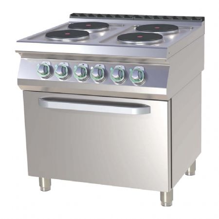 Cuisinire de restauration professionnelle lectrique 4 feux 2,6kW chacun  sur four statique GN2/1