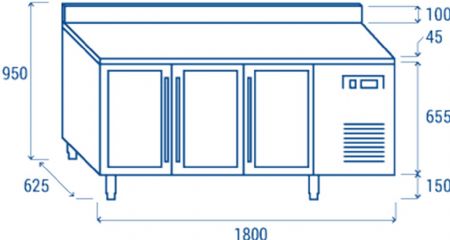 Table rfrigre positive +3 - +10 325X410 3 portes vitres dosseret inox 358L - 1800x625x850 mm