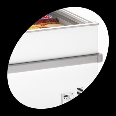 Conglateur vitrine lot de supermarch blanc avec 2 couvercles coulissants plats 460 L - 1550 x 960 x 780 mm