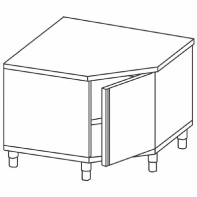 Table de rangement neutre d’angle inox avec 1 porte battante 600 x 900 x 850 mm Table de rangement neutre d’angle inox avec 1 porte battante 600 x 900 x 850 mm