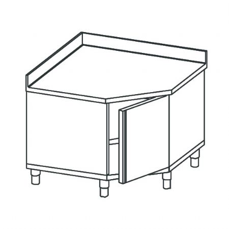 Table de travail avec armoire neutre d'angle avec une porte battante et dosseret 900x600 mm