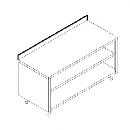 Table de travail avec armoire neutre ouverte avec dosseret 1000x500 mm