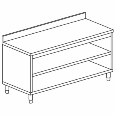 Table de rangement neutre ouverte avec dosseret 1500x500 mm Table de rangement neutre ouverte avec dosseret 1500x500 mm