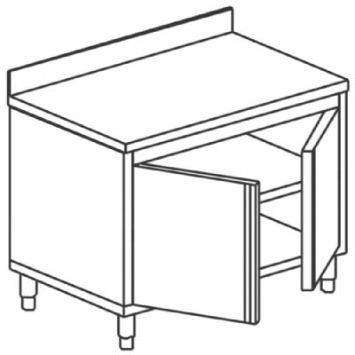 Table armoire neutre inox murale avec 1 porte battante et dosseret 600x600 mm Table armoire neutre inox murale avec 1 porte battante et dosseret 600x600 mm
