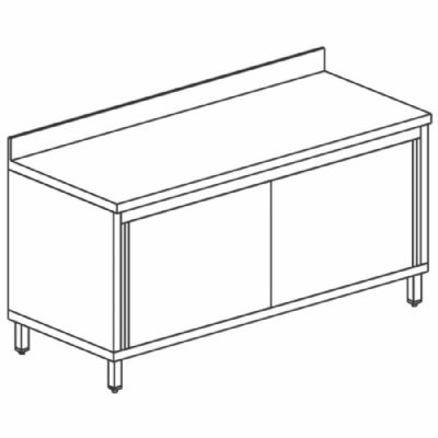 Table armoire neutre inox murale avec portes coulissantes et dosseret 1900x700 mm Table armoire neutre inox murale avec portes coulissantes et dosseret 1900x700 mm