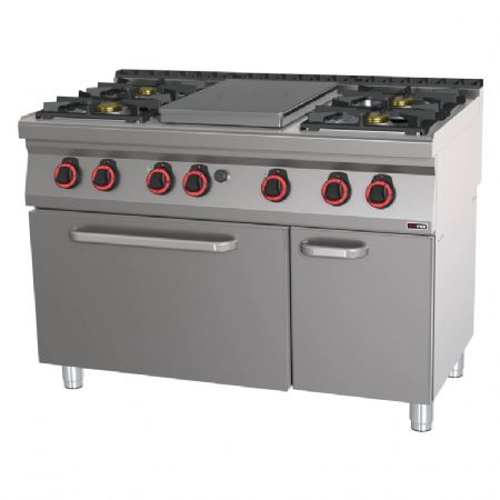 Cuisinire coup de feu  gaz de restauration 5 feux sur four lectrique statique GN 2/1