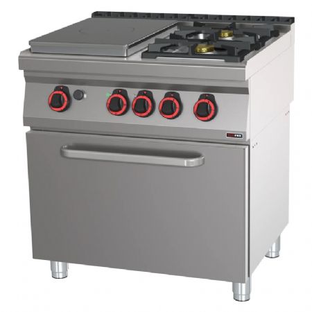 Cuisinire coup de feu  gaz de restauration 3 feux sur four lectrique statique GN 2/1