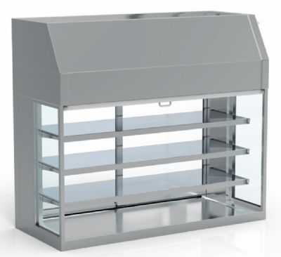 Vitrine ouverte rfrigre inox avec fond  poser sur meuble - 1525x655x1350 mm