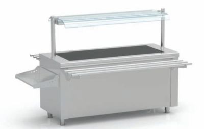 Ilt central self inox avec plaque vitrocramique 4 GN 1/1 - 1600x700x850 mm