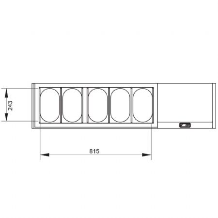 Saladette  poser rfrigre GN 5x1/4 , avec couvercle 1330x324x387/401 mm