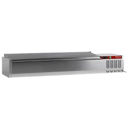 Saladette  poser rfrigre 7x GN 1/4 - 150 mm, avec couvercle inox 1600x340x260/580 mm