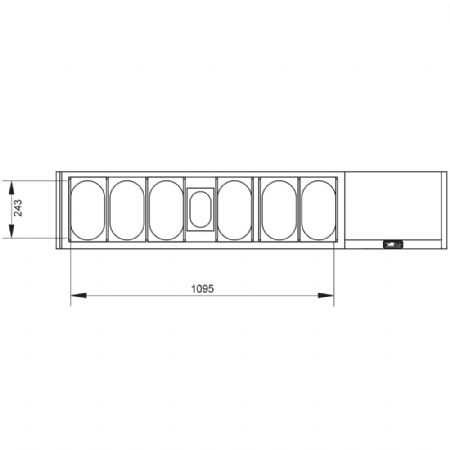 Saladette  poser rfrigre GN 6x1/4, 1x1/9, avec vitre droite 1610x324x387/401 mm