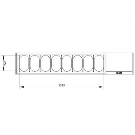 Saladette  poser rfrigre GN 8x1/4, avec couvercle 1795x324x387/401 mm