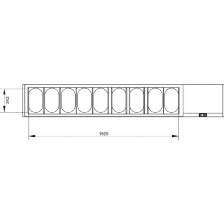 Saladette  poser rfrigre GN 9x1/4, avec vitre droite 2020x324x387/401 mm