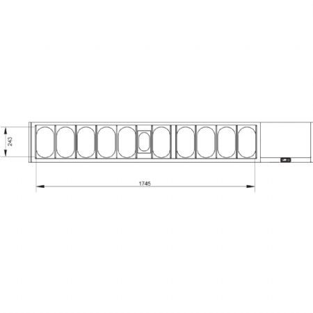 Saladette  poser rfrigre GN 10x1/4, 1x1/9, avec couvercle 2260x324x387/401 mm