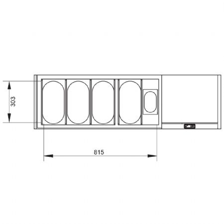 Saladette  poser rfrigre GN 4x1/3, 1x1/9, avec couvercle 1330x384x387/401 mm