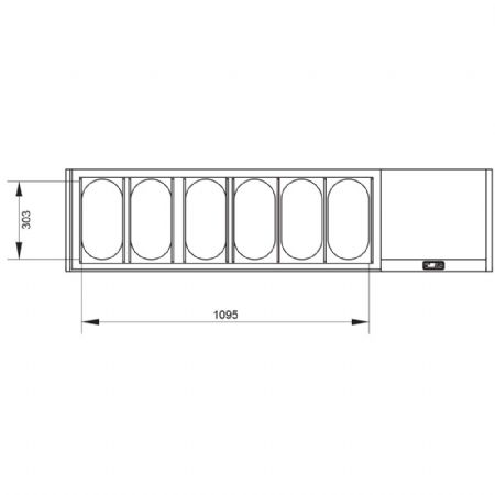 Saladette  poser rfrigre GN 6x1/3, avec vitre droite 1610x384x387/401 mm