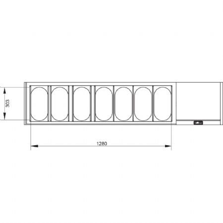 Saladette  poser rfrigre GN 7x1/3, avec couvercle 1795x384x387/401 mm