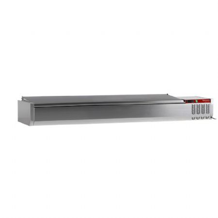 Saladette  poser rfrigre 9x GN1/3-150 mm, avec couvercle inox 2000x395x260/580 mm