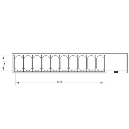 Saladette  poser rfrigre GN 10x1/3, avec couvercle 2260x384x387/401 mm