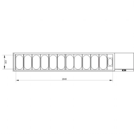 Saladette  poser rfrigre GN 11x1/3, 1x1/9, avec vitre droite 2560x384x387/401 mm