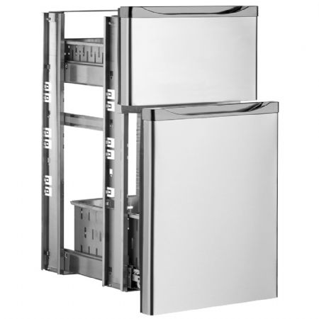 Kit bloc tiroirs, acier inox, (1/3+2/3) x TAV 570x570x570 mm