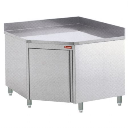 Table armoire d'angle 90 en inox avec dosseret arrire droit